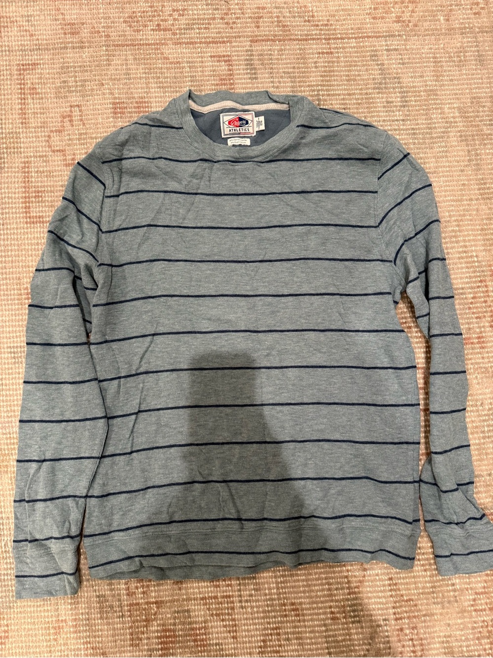Grayers Long-Sleeve Striped Crewneck Shirt - Light green Shirt with Navy Stripes
